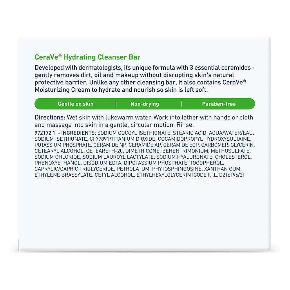 CeraVe Hydrating Cleanser Bar, Soap-Free Face & Body Cleanser, Pack of 2 - view 6